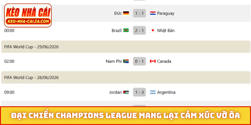Đại chiến Champions League mang lại cảm xúc vỡ òa