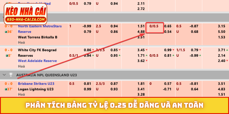 Phân tích bảng tỷ lệ 0.25 dễ dàng và an toàn