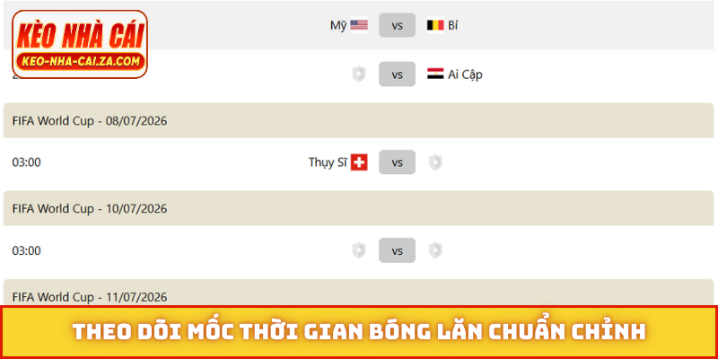 Theo dõi mốc thời gian bóng lăn chuẩn chỉnh